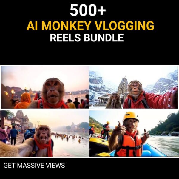 🔥NEW LAUNCH: 500+ Viral AI Monkey Vlogging Reels Bundle